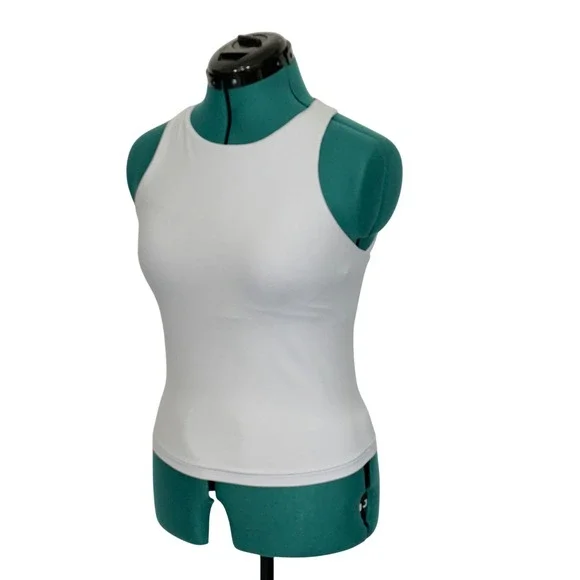 Athleta Womens High Neck Open Back Active Tank Top Light Blue Grey Size S P - Picture 3 of 6